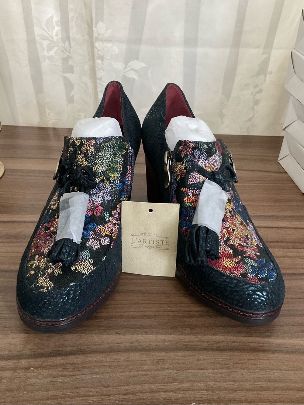 L'Artiste by Spring Step Madalena Floral Tassel Heels Size EU 40 US 9-9.5 NWT - Picture 9 of 10
